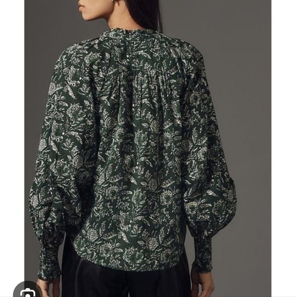 Anthropologie Green Floral Blouse - Picture 13 of 13